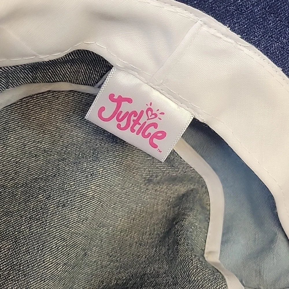 Justice Two-Tone Blue Denim OSFM Bucket Hat NWT